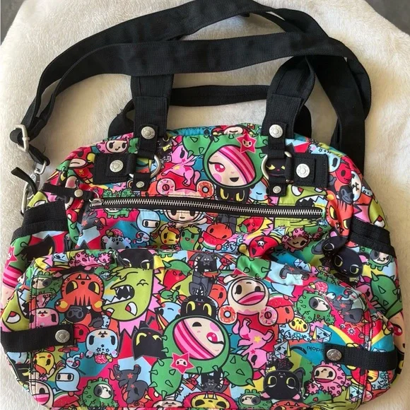Tokidoki Red and Pink Totes with Playful Cartoon Designs - Picture 1 of 3